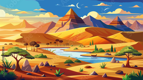 Very beautiful Travel to Africa, adventures, safari or expedition to Namib desert, panoramic view. Wilderness with sandy dunes of Namibia. Panoramic landscape of Sandwich Harbour, view on skyline and 