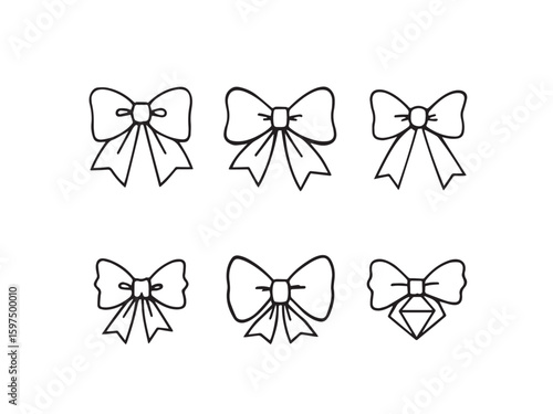 collage bow ribbon line art