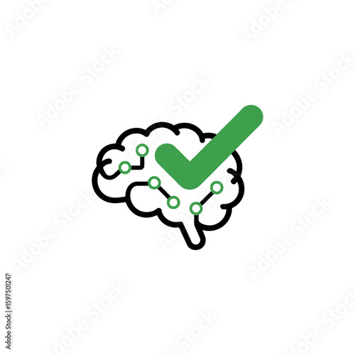 Smart Brain Correct Artificial Intelligence Brainpower Solution Conceptual Illustration