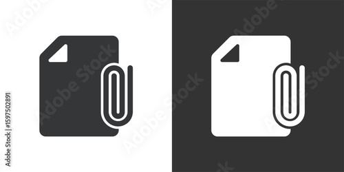 Attach document icon. Solid glyph series icon