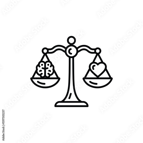 Balancing Act Representing Heart and Brain Depicting Emotional Intelligence and Rational Thinking Process