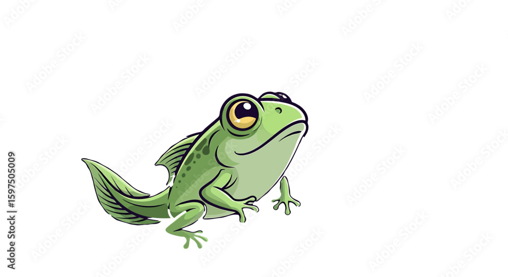 Obraz premium Cartoon Creature Fish and Frog