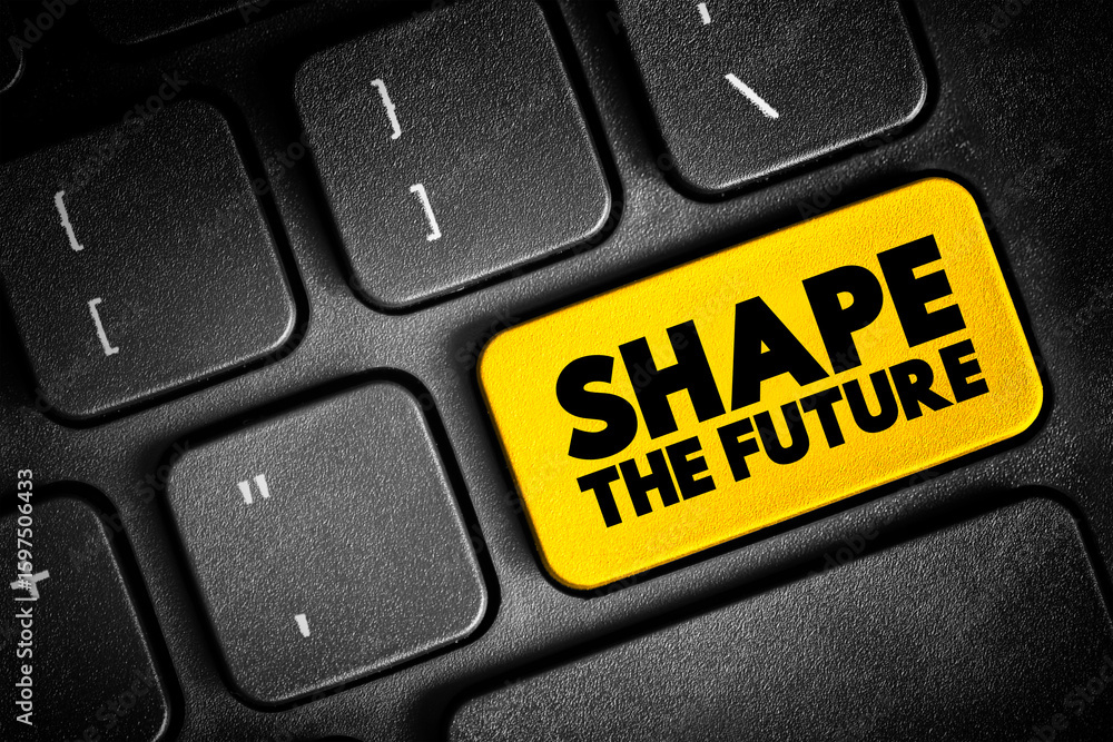 Fototapeta premium Shape the future text concept button on keyboard for presentations and reports