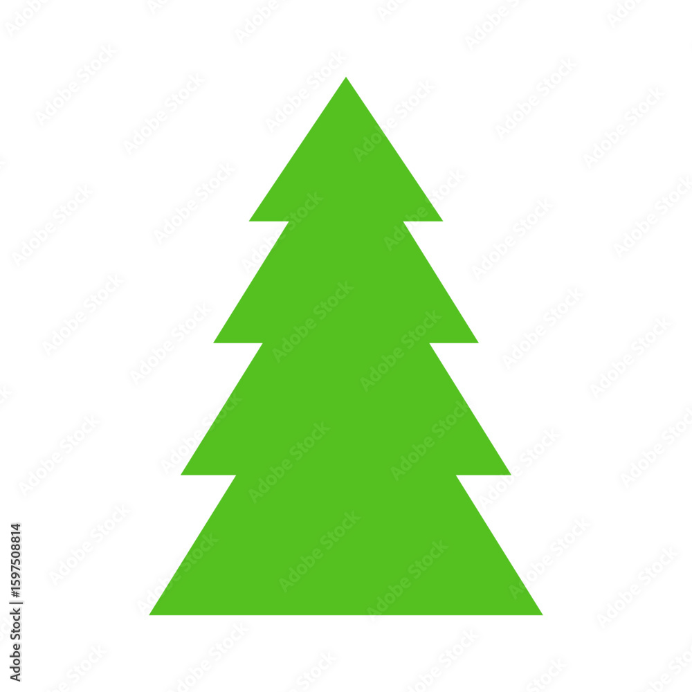 Obraz premium Simple green pine tree illustration – minimal evergreen design ideal for nature projects, forestry themes, holiday decor, winter graphics, and seasonal illustrations.