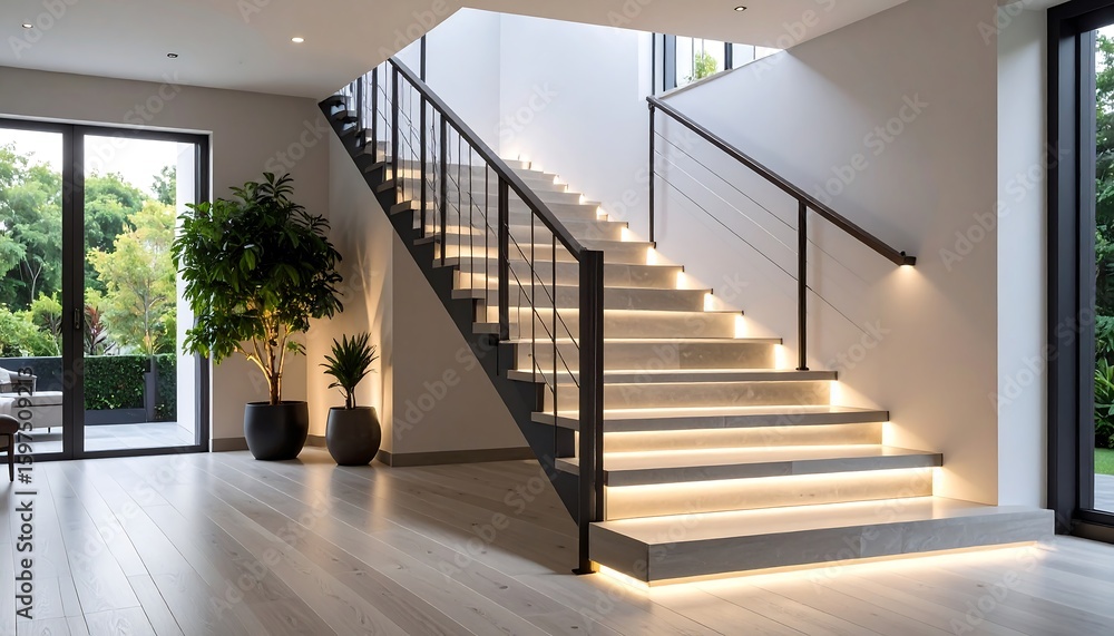 Obraz premium Modern staircase in a light-filled home