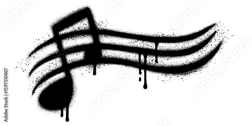 Spray Painted Graffiti Tone icon Word Sprayed isolated with a white background. graffiti Note music icon with over spray in black over white. Vector illustration.