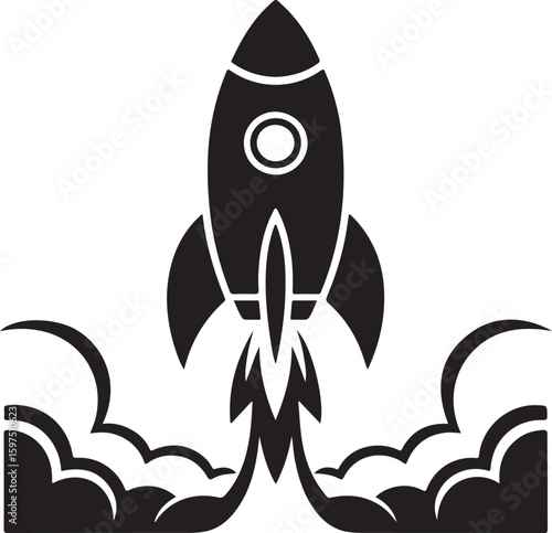 Rocket launching with smoke trails, indicating startup success and rapid growth concept