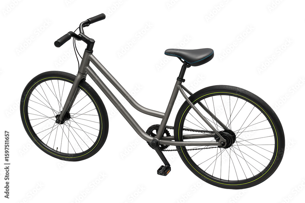 Obraz premium Step-through commuter bicycle with a low frame and chainstay-mounted kickstand