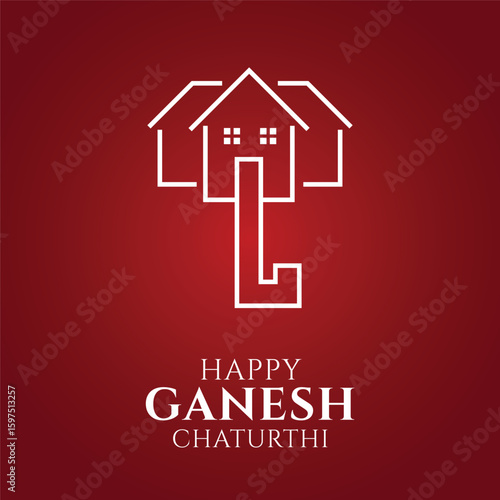 Happy Ganesh Chaturthi Elephant House Symbol Social media banner Template