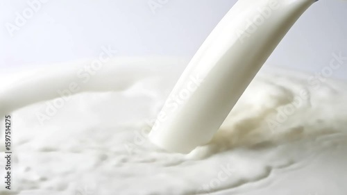 Pouring Fresh Milk into milk Splash in Slow Motion - Cinematic Background for Food Advertising, Clean Studio Look