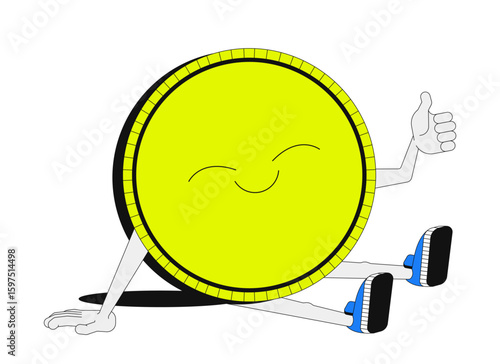 Payment successful 2D onboarding ui illustration. Happy coin character giving thumb up. Positive finance confirm. Cute money mascot cartoon concept isolated on white. Flat abstract vector metaphor