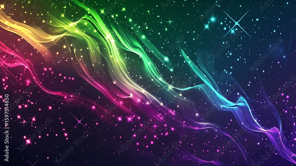 Fototapeta premium Aurora borealis gradient shifting from neon green to deep purple .