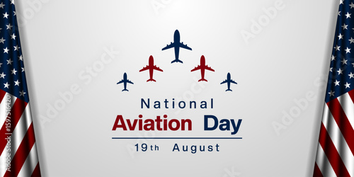 National Aviation Day. Great for posters, banners, social media and more. White background.
