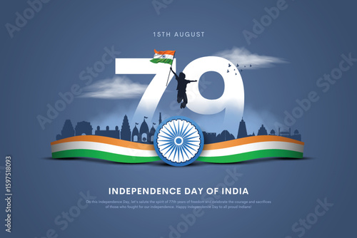 Happy 79th independence day of India. Creative vector illustration design.