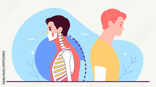 Vector human anatomy with focus on skeletal structure and muscular system