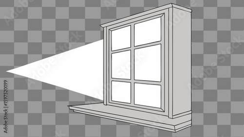 Vector Simple rectangular window with six pane design, showcasing clean