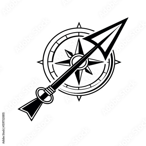 “Compass & Direction Guide Interpreting Arrow Symbols icon vector on white back round