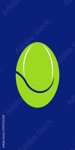 Simple tennis ball vector illustration on a dark blue background for sports design
