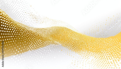 Abstract gold and white dotted waves on a white background