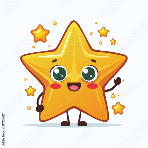 Star Fruit in cute cartoon character style with expressive face and limbs.