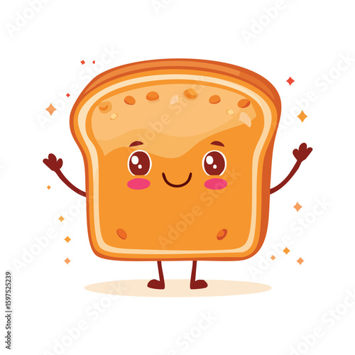 Milk Bread in cute cartoon character style with expressive face and limbs.