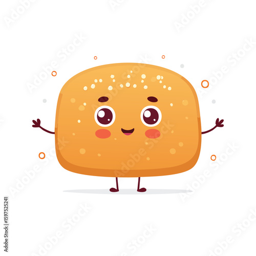 Soda Bread in cute cartoon character style with expressive face and limbs.