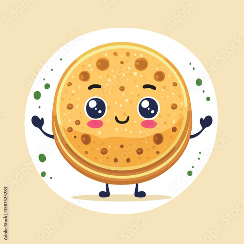 Crumpet in cute cartoon character style with expressive face and limbs.