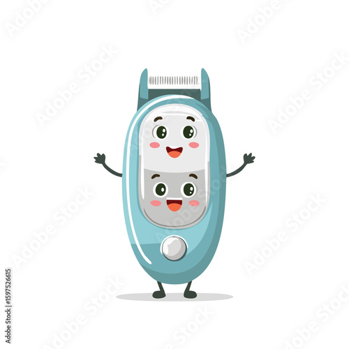 nail clipper in cute cartoon character style with expressive face and limbs.