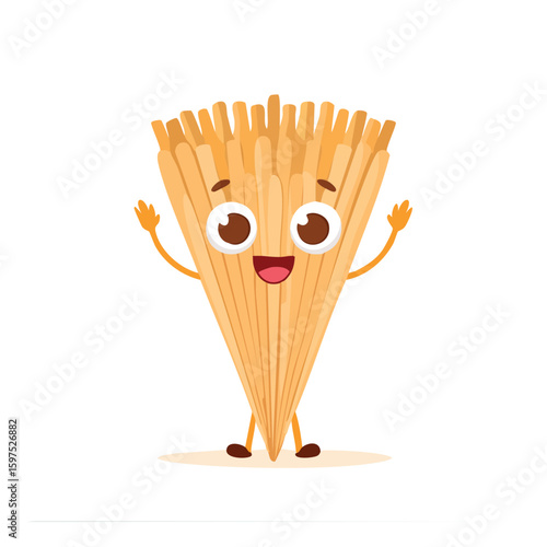 toothpick in cute cartoon character style with expressive face and limbs.