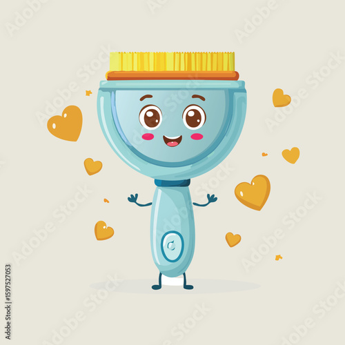 Lint remover in cute cartoon character style with expressive face and limbs.