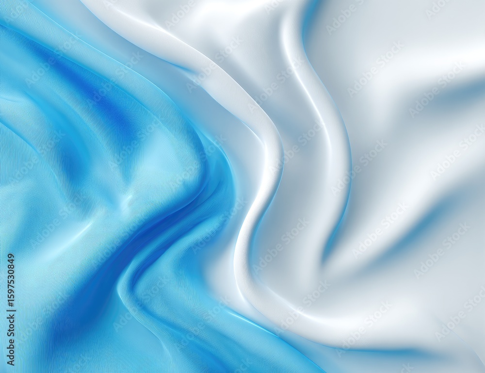 Obraz premium Light blue and white flowing fabric draped