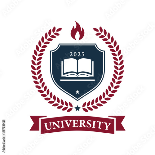 University Education Shield Laurel Vector Logo