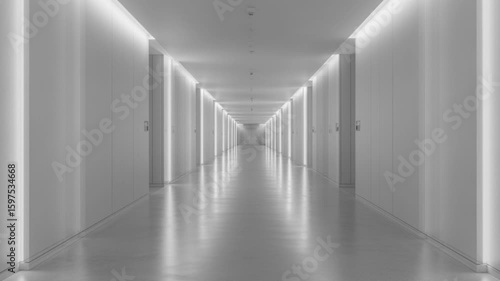 Wallpaper Mural Futuristic empty corridor with floor and bright light.  Torontodigital.ca