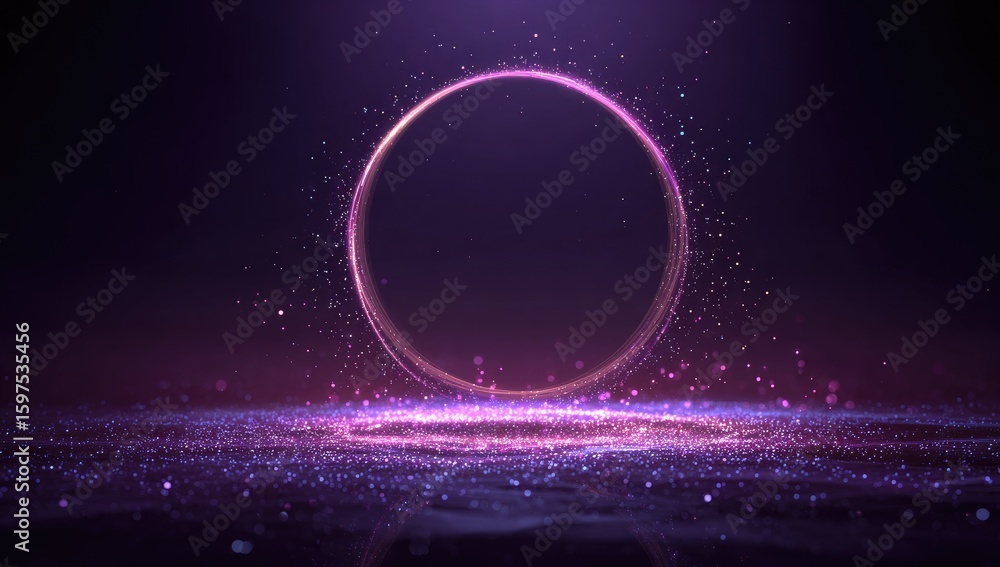 Fototapeta premium Dark, purple background with glowing circle