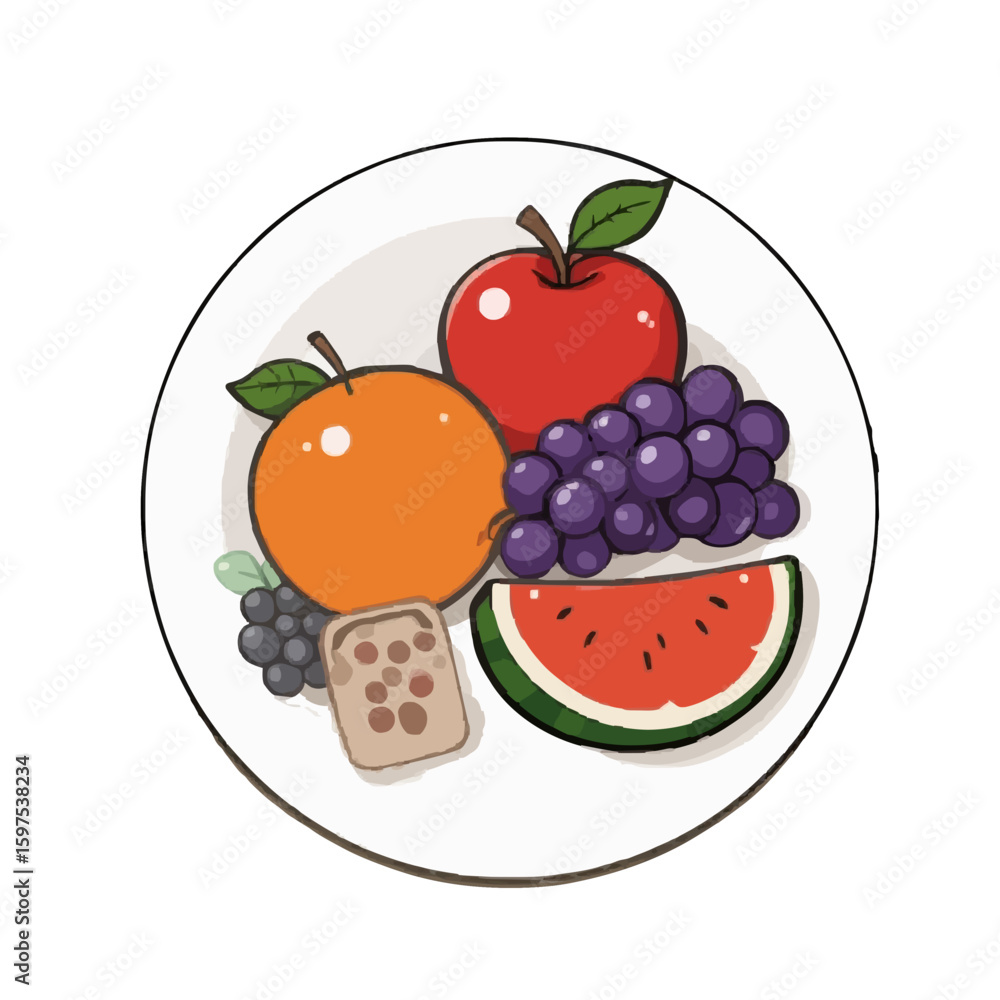 Naklejka premium fruits and berries on plate