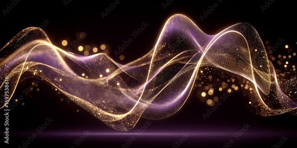 Fototapeta premium Elegant Abstract Wave Pattern with Glowing Particles