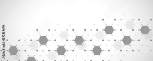 Molecular abstract structure and genetic engineering DNA. Healthcare and medicine background concept. Scientific research background. Wave flow. Innovation pattern. Vector illustration.