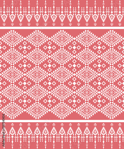 Vintage thai-laos silk fabric pattern-seamless Asian textile design  Elegant Thai-Laos inspired silk fabric pattern with intricate traditional motifs