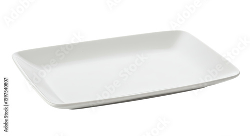 White Rectangular Plate Isolated on White.