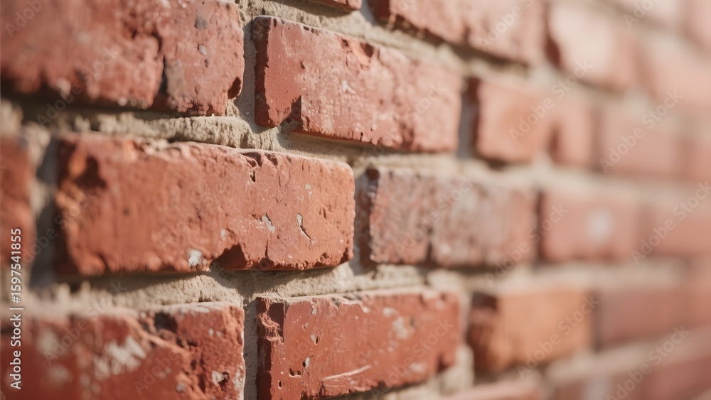 Obraz premium Close-up of a Weathered Red Brick Wall