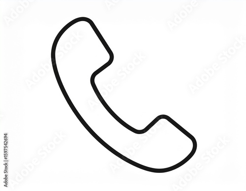 minimalist black icon of a phone handset, simple line art style, white background, flat vector