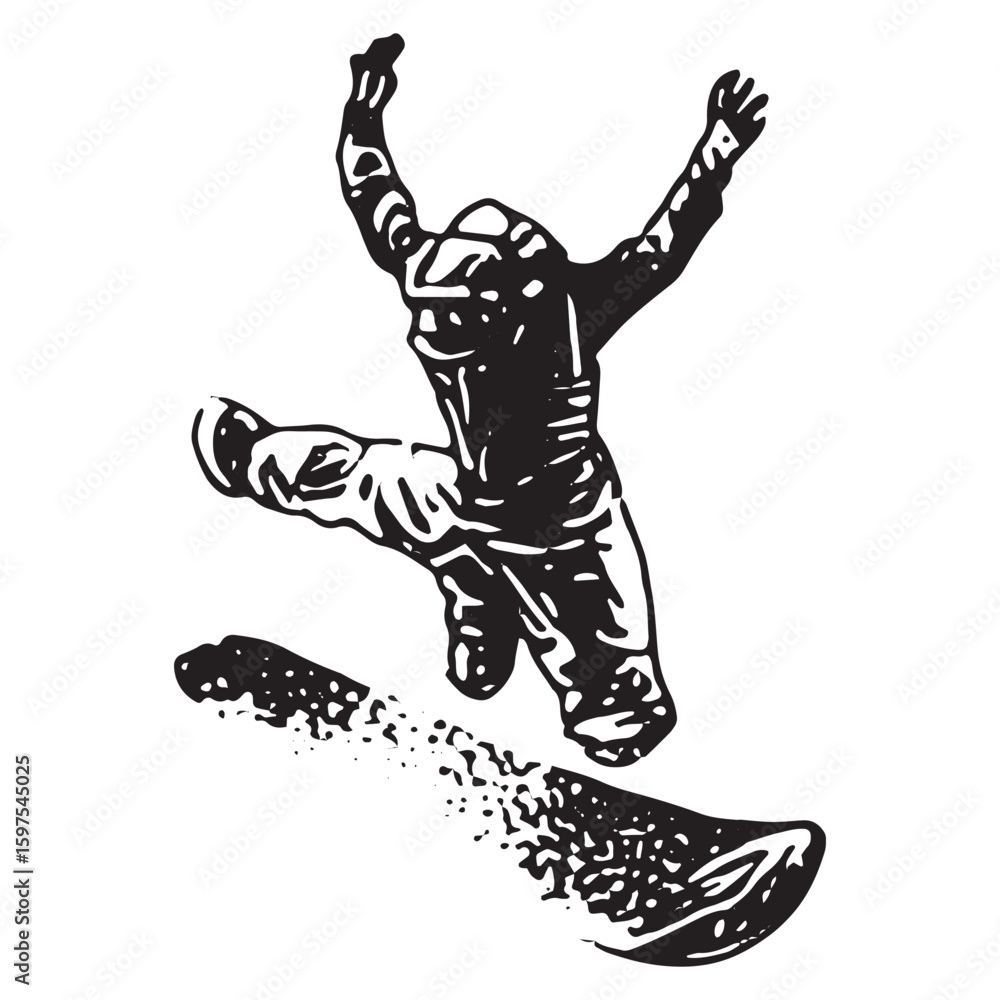 Fototapeta premium Dynamic Skateboarding Action Illustration - Extreme Air Jump Art