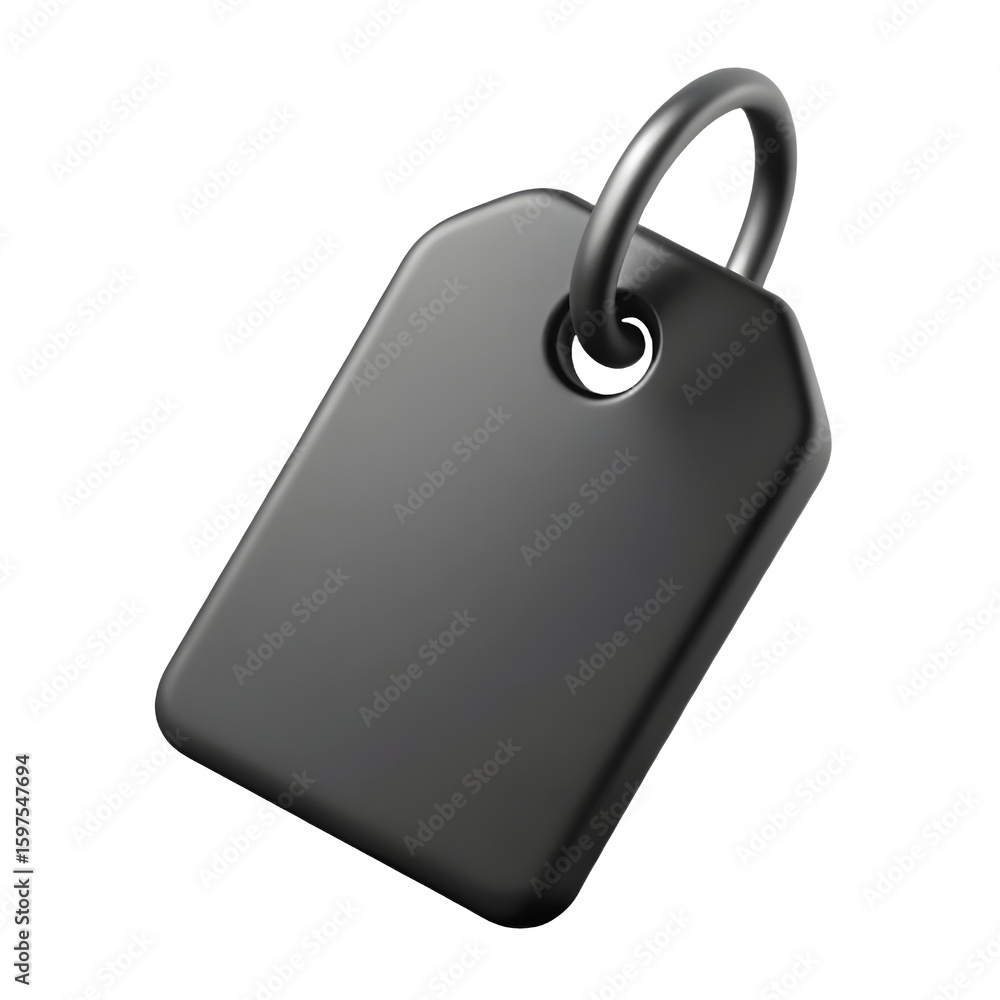 Fototapeta premium Black Price Tag with Ring for Product Promotion and Retail Sales Advertisement Isolated