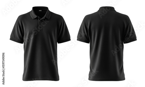 Front and back black shirt mockup, cut out