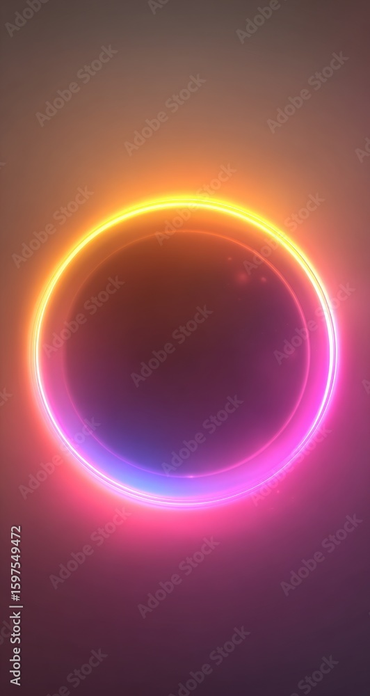 Naklejka premium Neon circle, glowing, vibrant colors
