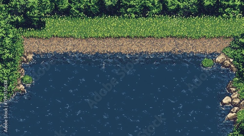 Wallpaper Mural Pixelated landscape with a river and forest Torontodigital.ca