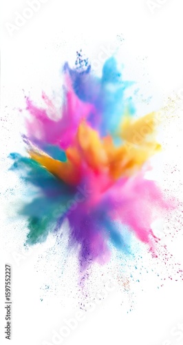 Abstract explosion of vibrant colored powder
