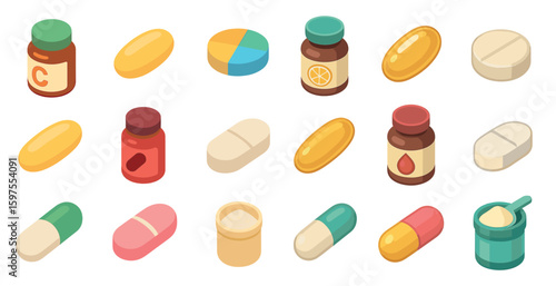 Pharmacy 3d icons set – health, medication and drugstore symbols for apps