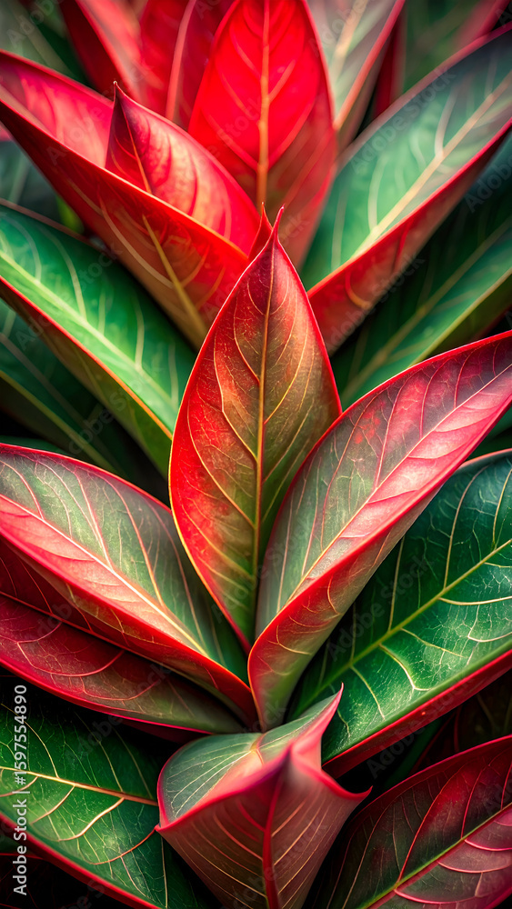 custom made wallpaper toronto digitalA close-up of vibrant red and green leaves showcasing natural beauty.