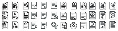Real estate outline icons set – property, home, housing symbols